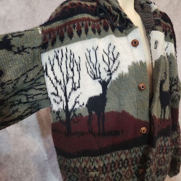 Ruminahui Alpaca Wool Stag Patterned Oversized Cardigan - Picture 3 of 7